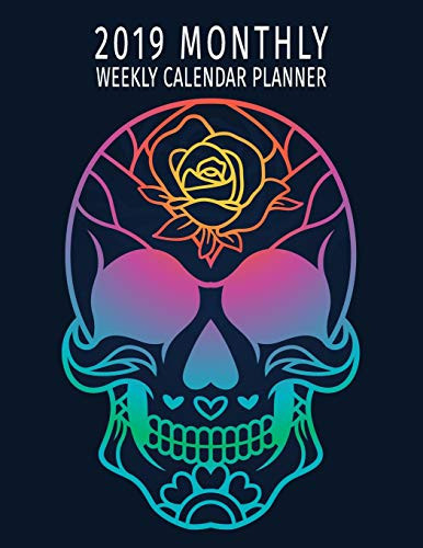 2019 Monthly Weekly Calendar Planner Fantasy Style Spiritual Line Art Sugar Skull Schedule Organizer by Adam and Marky