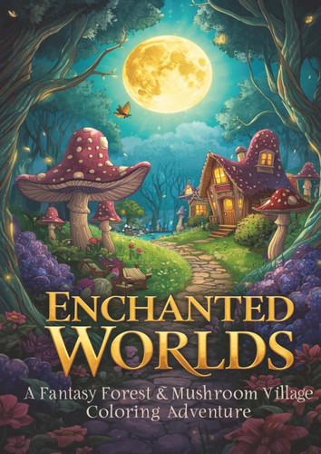 Enchanted Worlds: A Fantasy Forest & Mushroom Village Coloring Adventure: 48 Magical Forest Scenes, Mushroom Villages, Hidden Caves & Whimsical ... Stress Relief, and Creative Escape by Publications, BGF