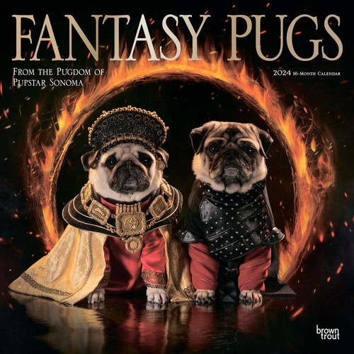 Fantasy Pugs | 2024 12 x 24 Inch Monthly Square Wall Calendar | Foil Stamped Cover | BrownTrout | Funny Animals Dogs by Publishers Inc., BrownTrout