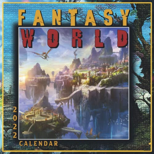 Fantasy World Calendar 2022 12 Months of Fantasy Worlds and Magical Landscapes 8. 5x8. 5 Inc Glossy Paper by Brienne Bivaschy