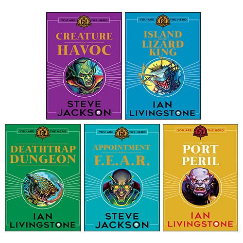 Fighting Fantasy RPG (6-10) Collection 5 Books Set By Ian Livingstone & Steve Jackson (Port Of Peril, Creature Of Havoc, Deathtrap Dungeon, Appointment With F.E.A.R., Island Of Lizard King) by Ian Livingstone & Steve Jackson
