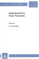 Gedenkschrift for Victor Poznanski by Victor J. Poznanski