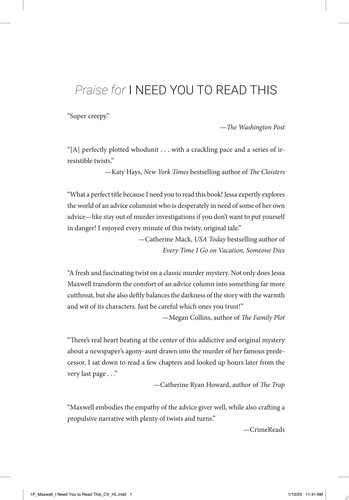 I Need You to Read This A Novel by Jessa Maxwell