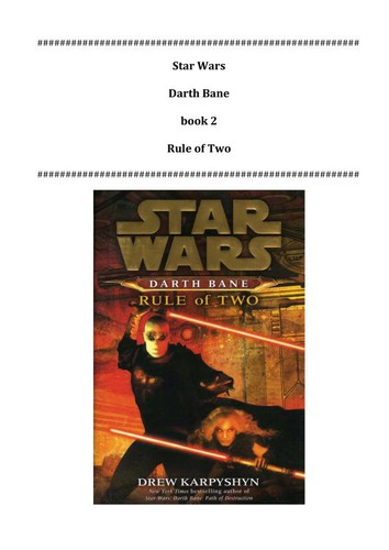 Star Wars - Darth Bane -  Rule of Two by Drew Karpyshyn