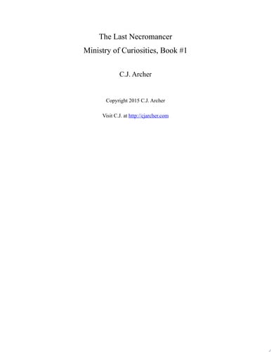 The Last Necromancer A Free Fantasy Book by C.J. Archer
