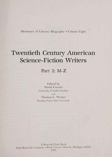 Twentieth-century American science-fiction writers by David Cowart