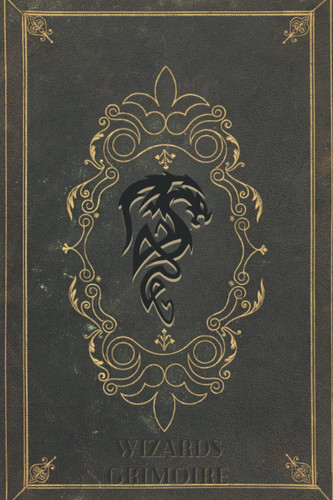 Wizards Grimore: Fantasy DnD Themed Spell book with Green and Gold Antique style Cover Black Dragon Emblem by Tierney, G B